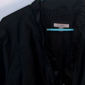 Roz & Ali Faux Leather Plus Size Jacket 3x Ruffle